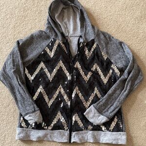 Vanity Gray and Black Sequin Hoodie